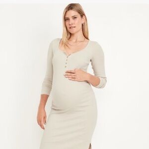Maternity - Old Navy Cream Henley Midi Dress